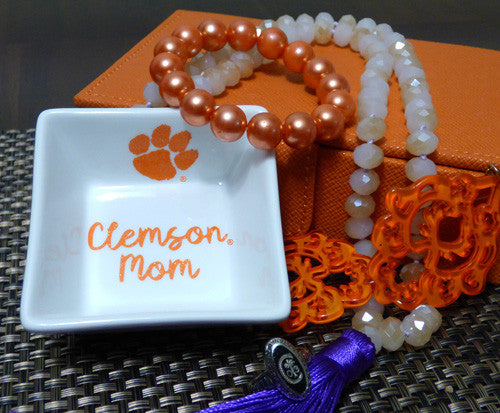 Clemson Mom square ring dish