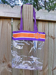 Clear Clemson stadium tote with zipper