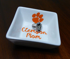 Clemson Mom square ring dish