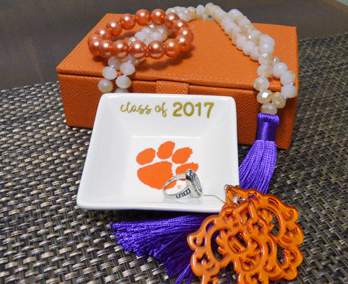 Clemson Graduation Year ring dish - Square
