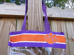 Clear Clemson stadium tote with zipper
