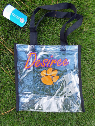 Clemson Tiger Paw Clear Stadium Tote Bag